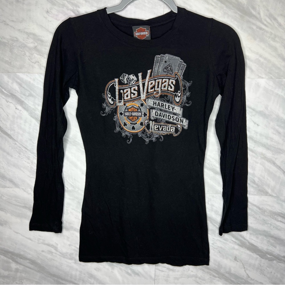 Harley Davidson Rhinestone Las Vegas L/S Shirt Medium